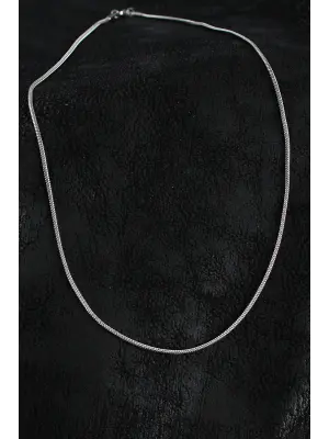 316L Çelik Örme Zincir Model Gümüş Renk Erkek Kolye