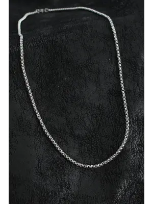 316L Çelik Örme Zincir Model Gümüş Renk Erkek Kolye