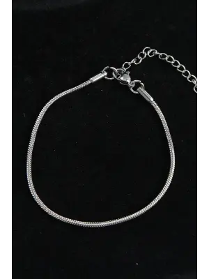 316L Çelik Oval İtalyan Model Gümüş Renk Erkek Bileklik