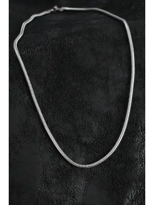 316L Çelik Oval İtalyan Zincir Model Gümüş Renk Erkek Kolye