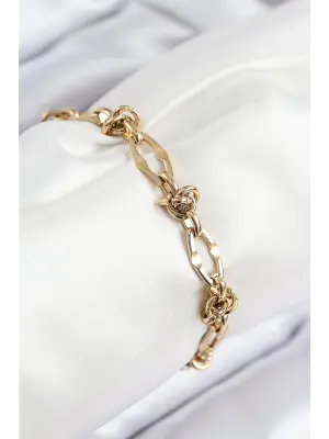 316L Çelik Parçalı Zincir Model Gold Renk Kadın Bileklik
