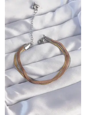 316L Çelik Renkli İtalyan Zincir Model Çoklu Bileklik