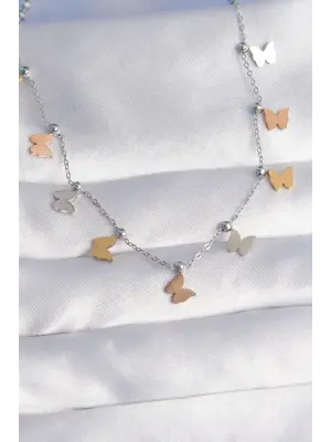  li Minimal Kelebek Model Çelik Kolye