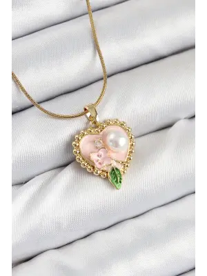 316L Çelik Sanatsal Portre Model Gold Renk Kadın Kolye