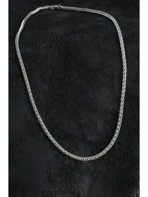 316L Çelik Sık Örme Zincir Model Gümüş Renk Erkek Kolye