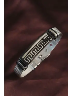 316L Çelik Siyah Piramit Figür Ayarlanabilir Hasır Kordonlu Bileklik