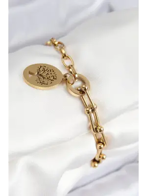 316L Çelik Tifany Ağaç Model Gold Renk Kadın Bileklik