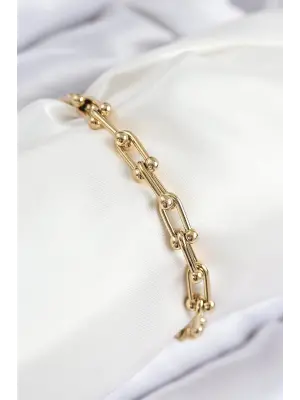 316L Çelik Tifany Zincir Model Gold Renk Kadın Bileklik