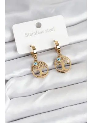 316L Çelik Yaşam Ağacı Model Kadın Küpe