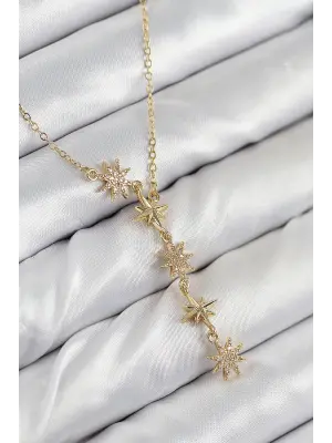 316L Çelik Yıldız Model Gold Renk Kadın Kolye