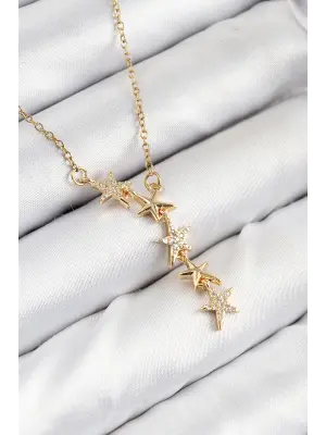 316L Çelik Yıldız Model Gold Renk Kadın Kolye