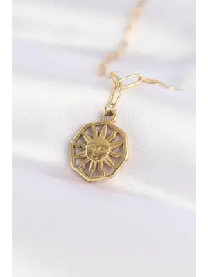  Zincir Altın  Güneş Çelik Kolye