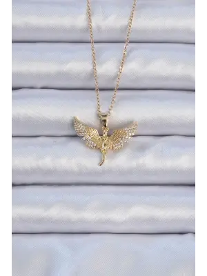  Zincir Altın  Zirkon Taşlı Mikail Meleği Çelik Kolye