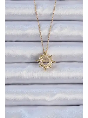  Zincir Altın  Zirkon Taşlı Parlayan Yıldız Çelik Kolye