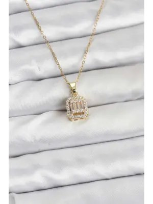316L Çelik Zincir Gold Renk Baget Model Kadın Kolye