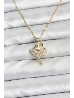 316L Çelik Zincir Gold Renk Balerin Model Kadın Kolye