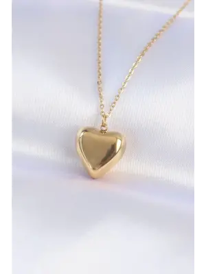  Zincir Altın  Bubble Kalp Çelik Kolye