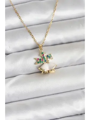 316L Çelik Zincir Gold Renk Chirtsmas Bell Model Yılbaşı Temalı Kadın Kolye