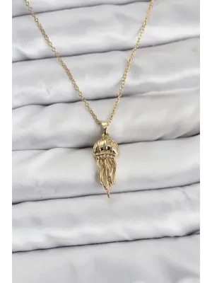 316L Çelik Zincir Gold Renk Deniz Anası Model Zirkon Taşlı Kadın Kolye