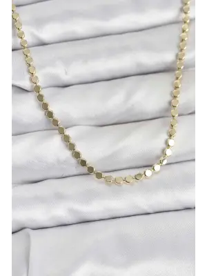 316L Çelik Zincir Gold Renk Ezme Zincir Model 45 cm Kadın Kolye
