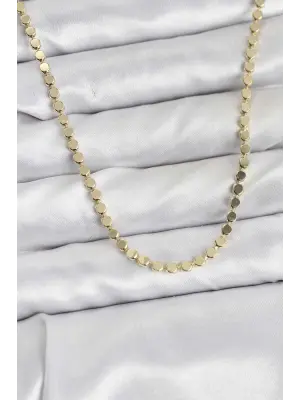 316L Çelik Zincir Gold Renk Ezme Zincir Model 65 cm Kadın Kolye