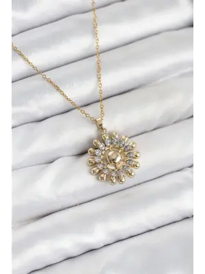 316L Çelik Zincir Gold Renk Güneş Model Kadın Kolye