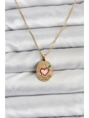 316L Çelik Zincir Gold Renk Kalp Figürlü Kadın Kolye