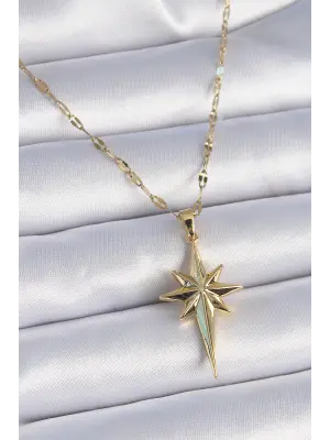  Zincir Altın  Kutup Yıldız Model  Çelik Kolye