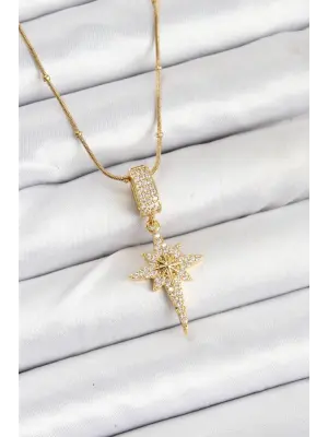 316L Çelik Zincir Gold Renk Kutup Yıldızı Kadın Kolye