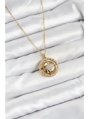 316L Çelik Zincir Gold Renk Kutup Yıldızı Model Kadın Kolye