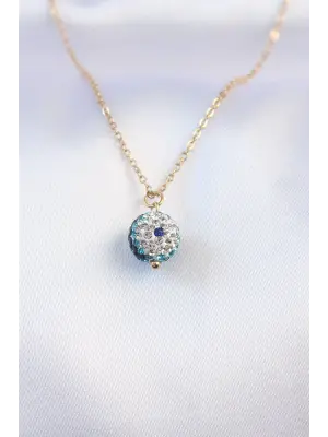  Zincir Altın  Nazar Boncuk Model Çelik Kolye