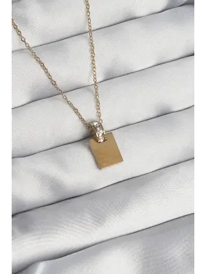  Zincir Altın  Zirkon Taşlı Aşk Mektubu Çelik Kolye