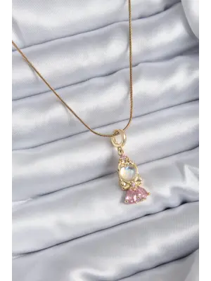  Zincir Altın  Zirkon Taşlı Bebek Model  Çelik Kolye