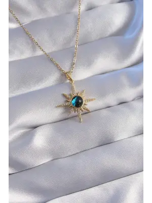 Zincir Altın  Zirkon Taşlı Kutup Yıldızı Figürlü Gezegen Çelik Kolye