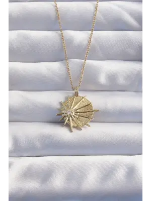  Zincir Altın  Zirkon Taşlı Star Model Çelik Kolye