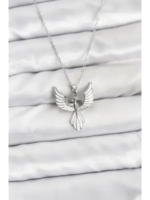 316L Çelik Zincir Gümüş Renk Anka Kuşu Model Kadın Kolye