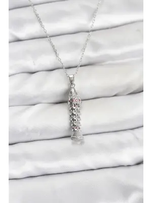 316L Çelik Zincir Gümüş Renk Balık Model Zirkon Taşlı Kadın Kolye