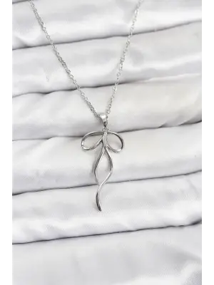 316L Çelik Zincir Gümüş Renk Fiyonk Model Kadın Kolye