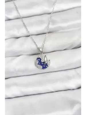 316L Çelik Zincir Gümüş Renk Gece Model Zirkon Taşlı Kadın Kolye