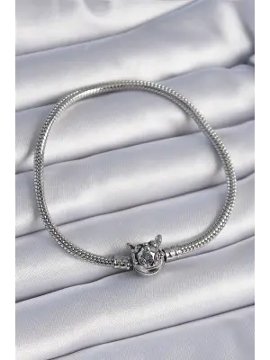 316L Çelik Zincir Gümüş Renk Motif Figür Charm Model Kadın Bileklik