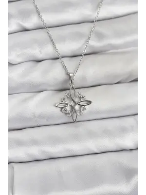 316L Çelik Zincir Gümüş Renk Sonsuzluk Model Zirkon Taşlı Kadın Kolye