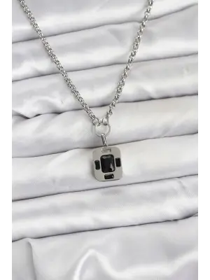 316L Çelik Zincir Gümüş Renk Vintage Model Kadın Kolye