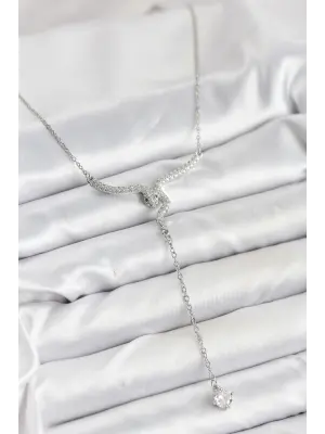 316L Çelik Zincir Gümüş Renk Yılan Model Y Kolye