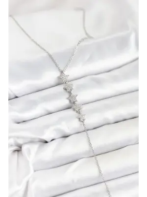 316L Çelik Zincir Gümüş Renk Yıldız Model Y Kolye