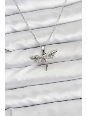 316L Çelik Zincir Gümüş Renk Yusufçuk Model Kadın Kolye