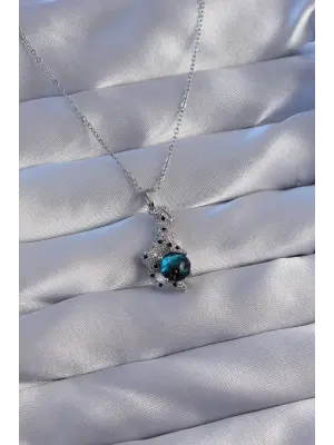  Zincir Gümüş  Zirkon Taşlı Jaguar Figürlü Gezegen Çelik Kolye