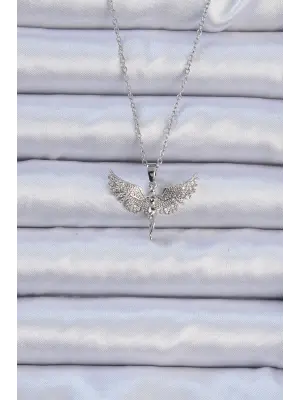  Zincir Gümüş  Zirkon Taşlı Mikail Meleği Çelik Kolye