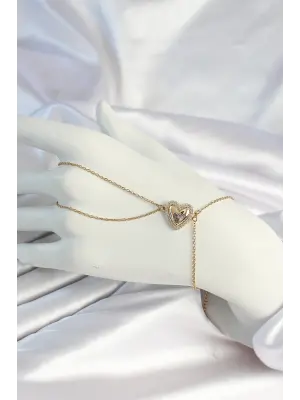 316L Çelik Zincirli Gold Renk Kalp Figürlü Şahmeran