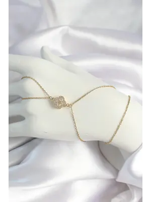 316L Çelik Zincirli Gold Renk Zirkon Taşlı Şahmeran