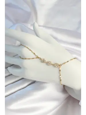 316L Çelik Zincirli Gold Renk Zirkon Taşlı Şahmeran